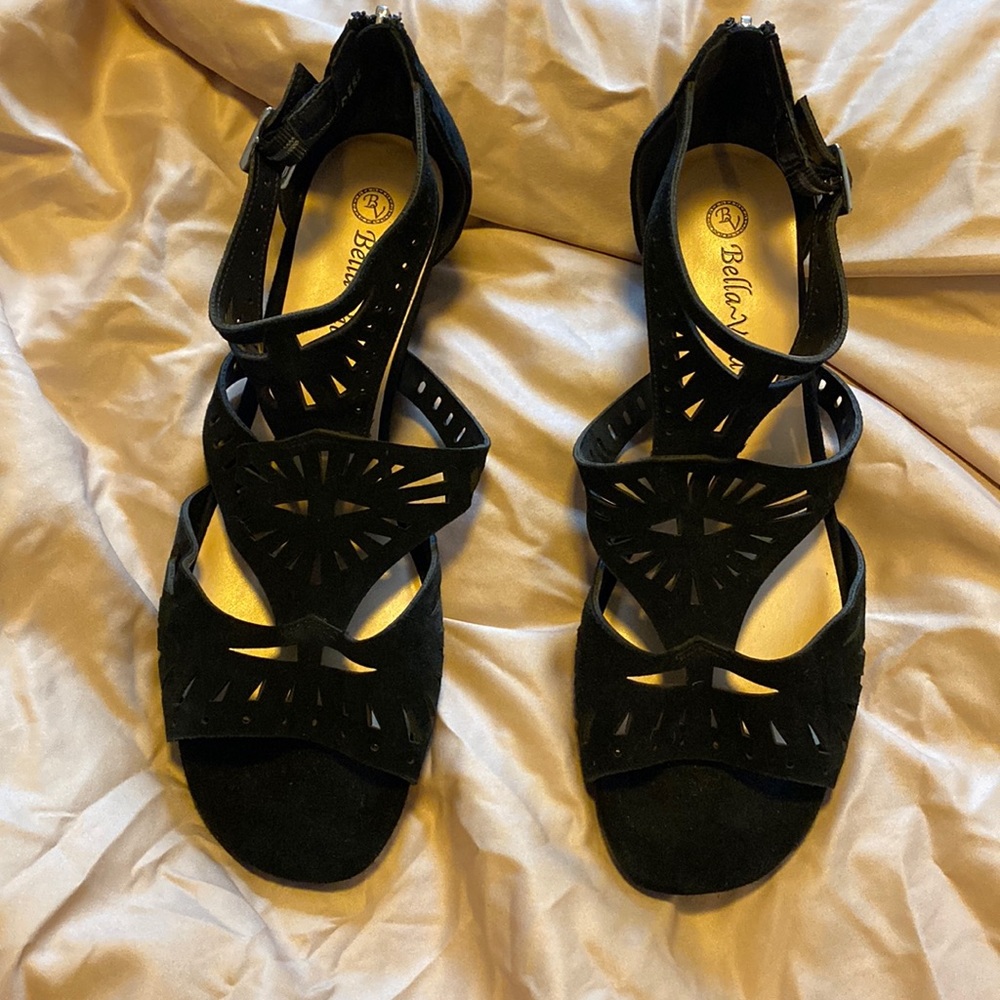 Bella Vita Black Suede Leather Sandal